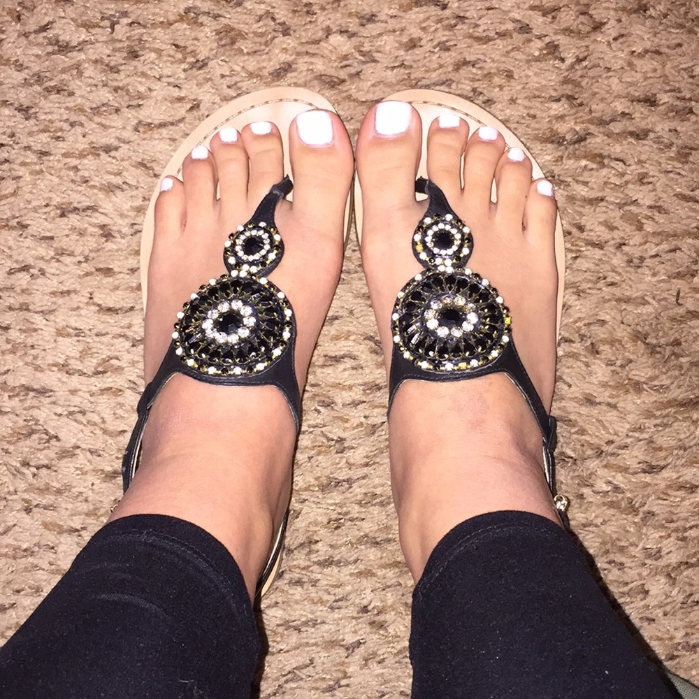 Black blingy Ivanka Trump Sandals